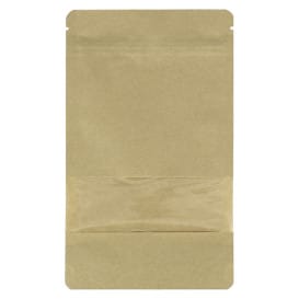 Bolsa Doypack Kraft Autocierre Zip y Ventana 12+6x20cm (1000 Uds)