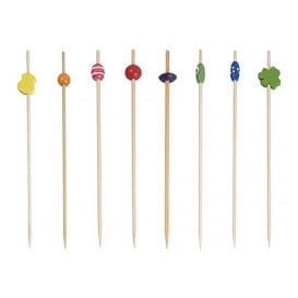 Pinchos de Bambu Decorados Surtido 120 mm (100 Uds)