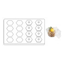 Kit Bandeja + 16 Bols Hexagonales con tapa. Transp. (1 Ud)