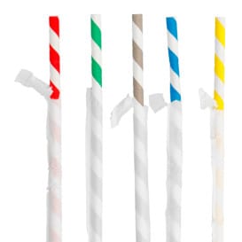 Pajita Flexible Papel Surtido Enfundada Ø6mm 23cm (250 Uds)