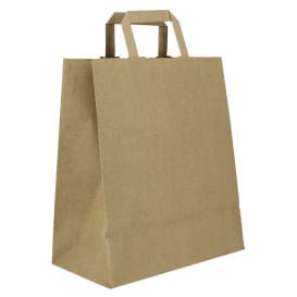 Bolsas de Papel Asa Plana Kraft 80g/m² 26+14x29cm (50 Uds)