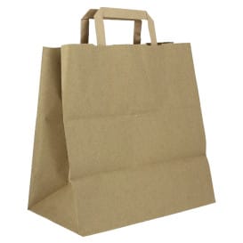 Bolsas de Papel Asa Plana Kraft 80g/m² 28+17x29cm (50 Uds)