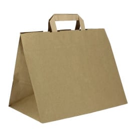 Bolsas de Papel Asa Plana Kraft 80g/m² 32+21x26cm (50 Uds)