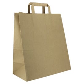 Bolsas de Papel Asa Plana Kraft 80g/m² 32+16x35cm (50 Uds)