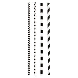 Pajita Recta de Papel Surtido Negro Ø6mm 20cm (200 Uds)