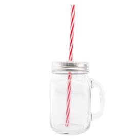 Jarra de Cristal con Tapa y Pajita 450ml (1 Ud)