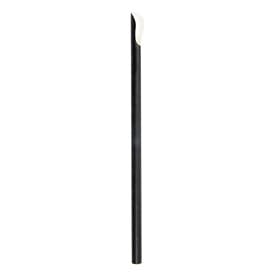 Pajita Cuchara Papel Negro Enfundada Blanco Ø8mm 21cm (1000 Uds)