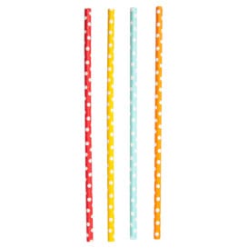 Pajita Recta de Papel Topos Ø6mm 21cm (250 Uds)