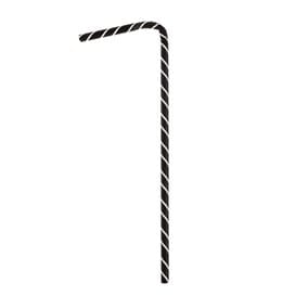 Pajita Flexible Papel Negra Ø6mm 23cm (250 Uds)