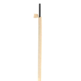 Pajita Recta Papel Negra Enfundada Kraft Ø8mm 20cm (100 Uds)