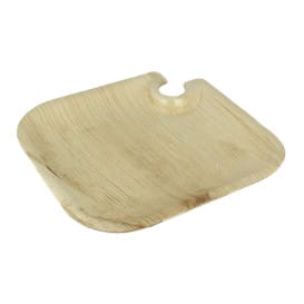 Plato de Hoja de Palma con Soporte 21x21x1,5cm (25 Uds)