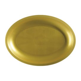 Bandeja Reutilizable PP Ovalada Round Oro 31,5x22cm (10 Uds)