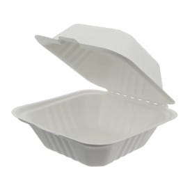 Envase Hamburguesa Caña Azúcar Blanco 152x153x77mm (500 Uds)