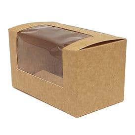 Caja de Cartón Kraft con Ventana 125x70x70mm (500 Uds)