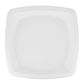 Plato Cuadrado Caña de Azucar Blanco 250mm (125 Uds)