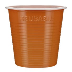 Vaso Reutilizable Económico PS Bicolor Naranja 230ml (420 Uds)