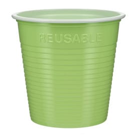 Vaso Reutilizable Económico PS Bicolor Verde Lima 230ml (420 Uds)