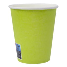 Vaso Cartón Plastic Free 9 Oz/250ml "Colores" Verde Ø8,0cm (20 Uds)