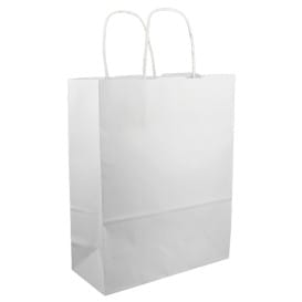 Bolsa Papel Kraft Blanca con Asas 100g/m² 25+11x31cm (25 Uds)