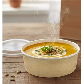 Tarrina de Cartón Kraft con Tapa PP 19 Oz/550ml (50 Uds)