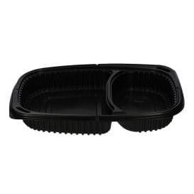 Envase Rectangular PP Negro 2C 1050ml 255x189x45mm (320 Uds)