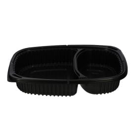Envase Rectangular PP Negro 2C 1250ml 255x189x45mm (40 Uds)