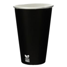 Vaso Cartón Plastic Free 12 Oz/360ml Negro Ø8,0cm (1.000 Uds)