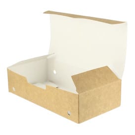 Caja Comida para Llevar Grande Kraft 200x100x50mm (25 Uds)