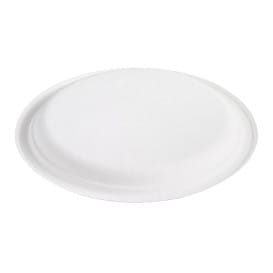 Plato Caña de Azúcar Bagazo Blanco Ø25,3 cm (50 Uds)