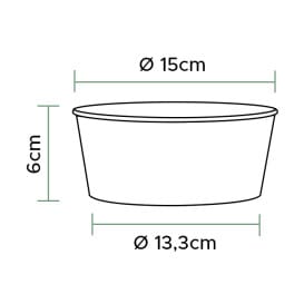 Ensaladera de cartón Renovable Blanca 775ml Ø15cm (45 Uds)