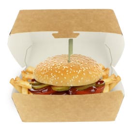 Caja Kraft para Hamburguesa Mega 16,5x18x9 cm (200 Uds)
