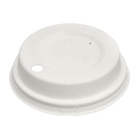 Tapa Travel con Agujero Fibra Moldeada Blanca Ø8cm (60 Uds)