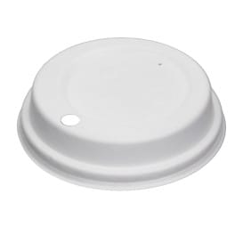 Tapa Travel con Agujero Fibra Moldeada Blanca Ø9cm (50 Uds)