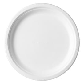 Plato Caña de Azúcar Bagazo Blanco Ø17,5 cm (1.000 Uds)