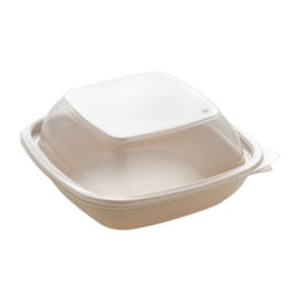 Tapa para Envase Cuadrado Negro y Crema 16,5x16,5x4cm (50 Uds)