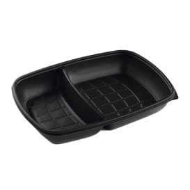 Envase de Plástico PP 2C Negro 1300ml 28x20x4cm (150 Uds)