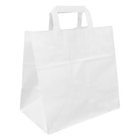 Bolsa Papel Blanca con Asas Planas 70g/m² 26+18x26cm (250 Uds)