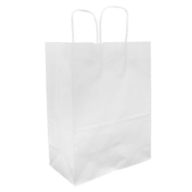 Bolsa Papel Kraft Blanca con Asas 100g/m² 25+13x33cm (25 Uds)