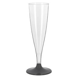 Copa Plástico Reutilizable Cava Pie Antracita 140ml 2P (6 Uds)