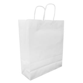 Bolsa Papel Kraft Blanca con Asas 100g/m² 32+12x41cm (25 Uds)