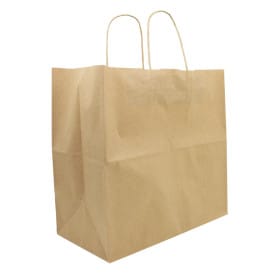 Bolsa Papel Kraft Marron con Asas 90g/m² 32+16x31cm (50 Uds)