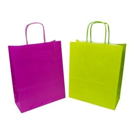 Bolsa Papel Verde con Asas 100g/m² 22+9x23cm (250 Uds)