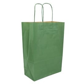 Bolsa Papel Kraft Verde con Asas 80g/m² 20+10x29cm (50 Uds)