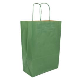 Bolsa Papel Kraft Verde con Asas 80g/m² 20+10x29cm (50 Uds)