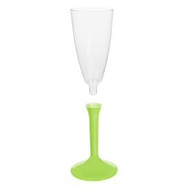 Copa Plástico Cava Pie Verde Lima 120ml 2P (20 Uds)