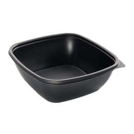 Envase de Plástico PP Negro 750ml 16,5x16,5x6cm (50 Uds)