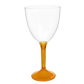 Copa Plástico Vino Pie Naranja Transp. 300ml 2P (200 Uds)