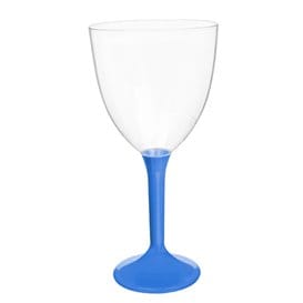 Copa Plástico Vino Pie Azul Mediterraneo 300ml 2P (200 Uds)