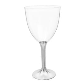 Copa Plástico Vino Pie Niquel Cromado 300ml 2P (20 Uds)