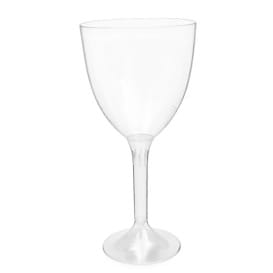 Copa de Plástico Reutilizable 2P Pie Transparente para Vino 300ml (20 Uds)